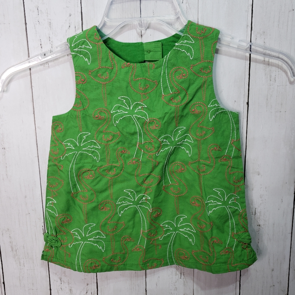 New! Gymboree Green Shirt Embroidered Flamingo
